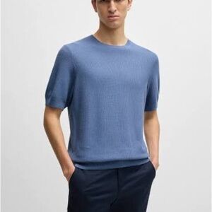 Hugo Boss Blue Short Sleeve Knit Top size X Large